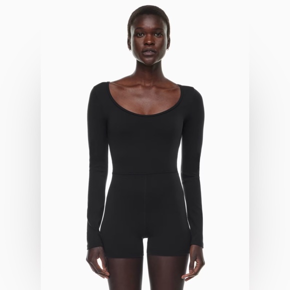 Aritzia Tops - ARITZIA KAZ ROMPER SIZE SMALL BLACK LONG SLEEVE ROMPER 3" SHORTS ONLY WORN ONCE